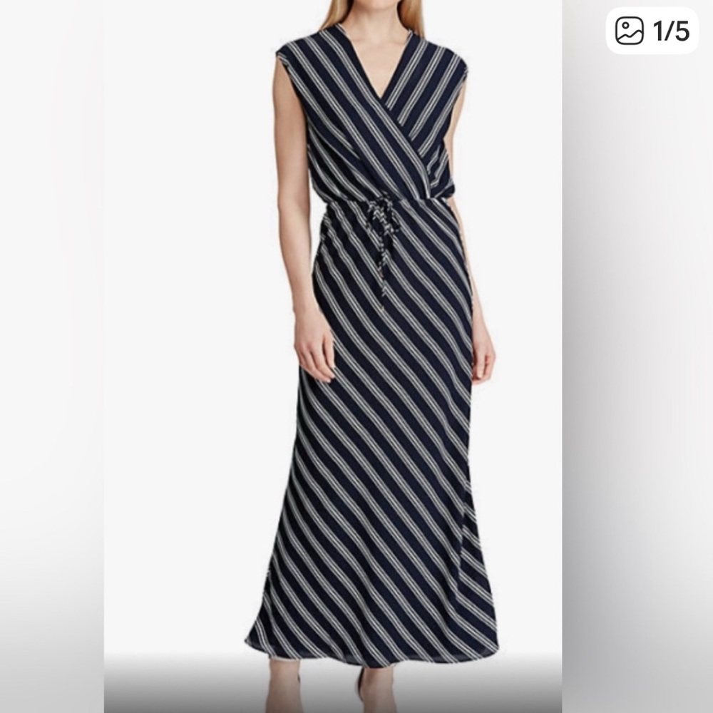 Polo by Ralph Lauren Navy and White Striped Maxi Dress